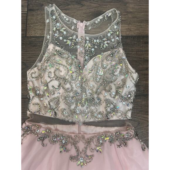 Dancing Queen - 9550 Mock Two-Piece A-Line Short Mini Prom Dress Pink S - Picture 11 of 16